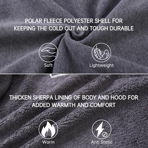 Image of LeeHanTon Sherpa Lined Hoodies for Men Heavyweight Full Zip Up Sweatshirt Thick Fleece Winter Warm Work Jackets Plus Size