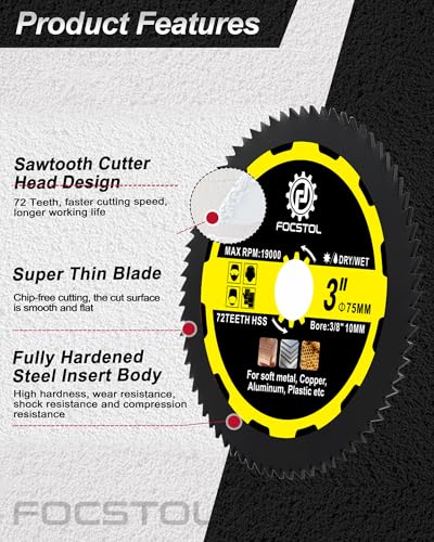FOCSTOL Trennscheibe Set 75mm x 10mm - 4 Stück Sägeblatt zum Schneiden von Holz Metall Kunststoff für Winkelschleifer
