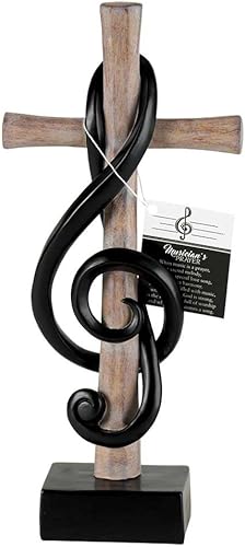 Dicksons Cruz con clave de agudos entrelazados 5 x 12 figura de mesa de piedra de resina