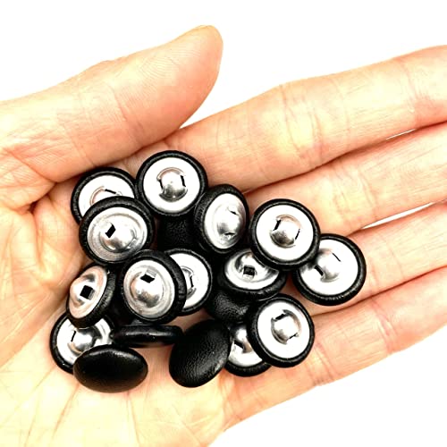 Lmlliang 20Pc Black Leather Covered Sewing Buttons With Metal Shank,Leather Buttons For Clothes,Dress,Suits,Diy Projects,Sewing Accessories 15Mm #TOP2