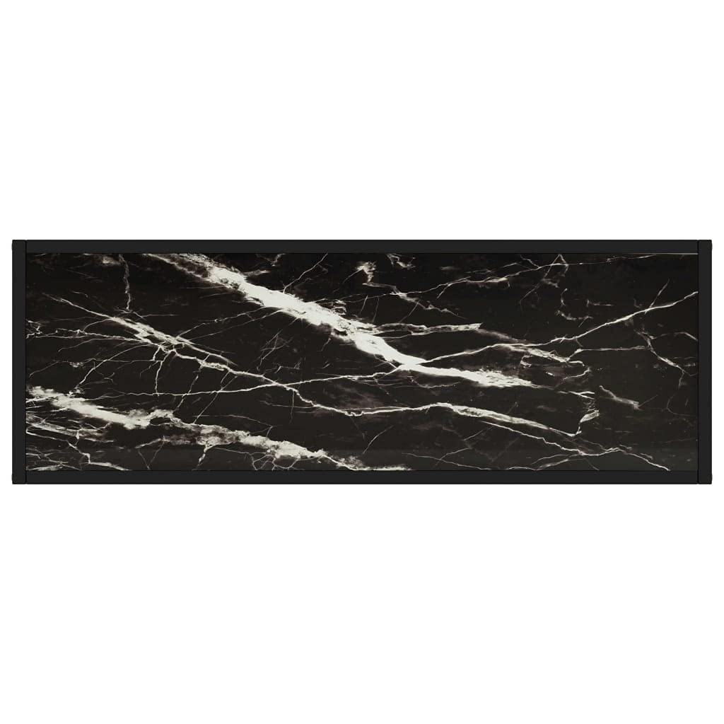 Generic Stolik Konsolowy Czarny 100x35x75 Cm Szkło Hartowane z fakturą Marmuru, Prosty, Ale Nowoczesny Stolik Końcowy, Solidny i Stabilny Stolik Boczny do Salonu