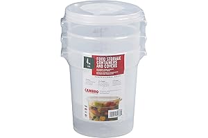 Cambro 4 Quart Container with Lid - Translucent Round Food Storage Container, 3-Pack