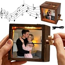 Custom Photo Flip Box Personalized Music Photo Flip Book with Light and Text Hand-Crank Flipbook Box Gifts for Lover Family Friends Type 1