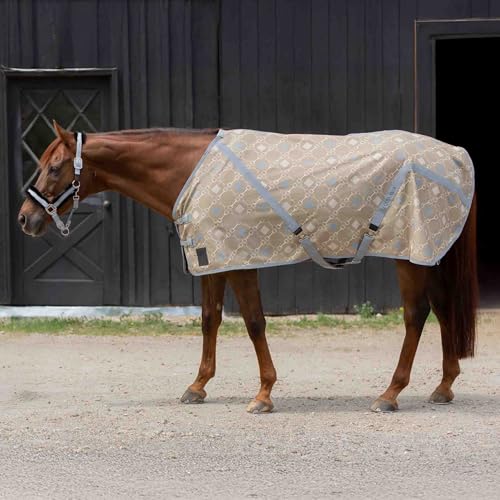 Image of Equinavia Fryd 100% Cotton Stable Blanket for Horses | No Fill - Light Olive /Slate Grey - 78 in