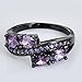 JunXin Oval Cut Purple Amethyst February Birthstone Ring Black Gold Plated Oval Cut CZ Sz5/6/7/8/9/10/11(7)