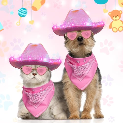 Set Disfraz Vaquero Para Perro con 3 Piezas Rosa Brillante miniatura 4