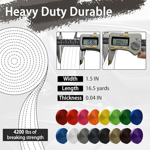 Image of Polyester Webbing Strap 16+Colors - 1 inch&1.5 inch&1.9 inch - 16.5 25 33 55 Yards Heavy Duty Webbing Roll, Flat Webbing Strap for Indoor&Outdoor Gear, Climbing, DIY Crafting, Repairing