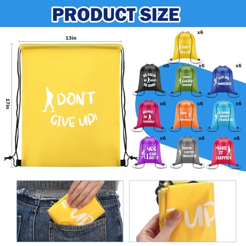 Kacctyen 60 Pcs Thank You Inspiration Gifts Bags Bulk Drawstring Backpack 13" x 17" Employee Appreciation Gifts Motivational Gym Sports Sack Pack Team Bag for Women Men Teachers Coworker Homeless2