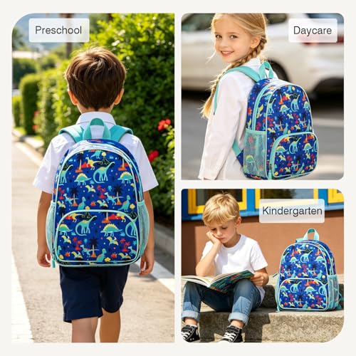 Image of Toddler Backpack Boys Girls 3-6: Dinosaur Backpack for Preschool Kindergarten, Kids Travel Overnight Bag