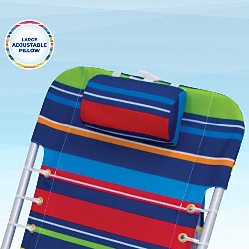 Rio Beach 4-Position Backpack Lace-Up Suspension Folding Beach Chair,Aluminum, Multi Stripe #TOP5
