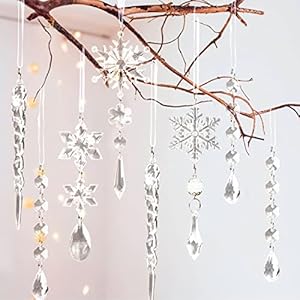 18pcs Christmas Tree Decoration Crystal Ornaments - Hanging Acrylic Christmas Snowflake Icicle Drop Crystal Ornaments for Xmas Tree Winter New Year Party Supplies 18pcs Christmas Tree Decoration Crystal Ornaments Hanging Acrylic Christmas Snowflake Icicle Drop Crystal Ornaments for Xmas Tree Winter New Year Party Supplies