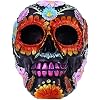 Resin Sugar Skull Black Day of The Dead Skull 1 P754754D - Flower Halloween Decoration Gothic DOD Skeleton Head Dia de Los Muertos - Floral Black