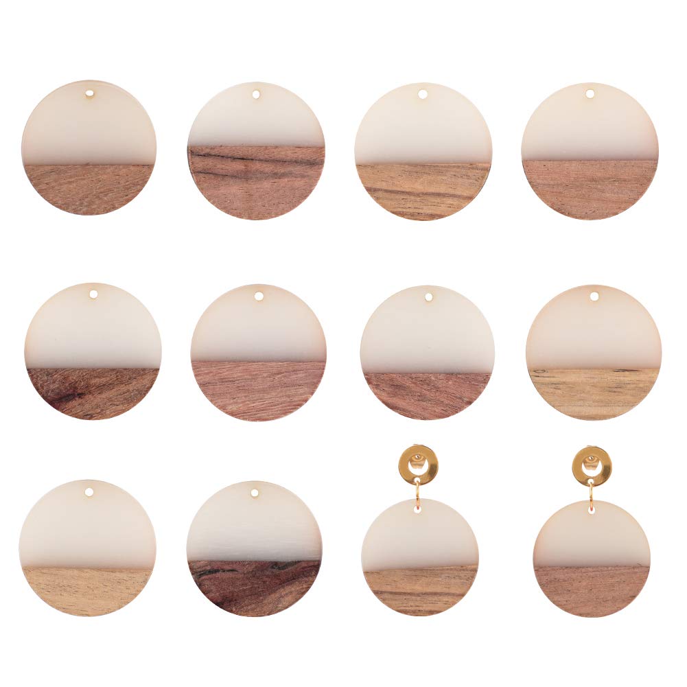 OLYCRAFT 176PCS Set di Orecchini Pendenti Rotondi Piatti in Resina Ciondoli per Orecchini in Legno con 60 Ganci per Orecchini e 100 Anelli di Salto per Gioielli Fai da Te 8 Colori
