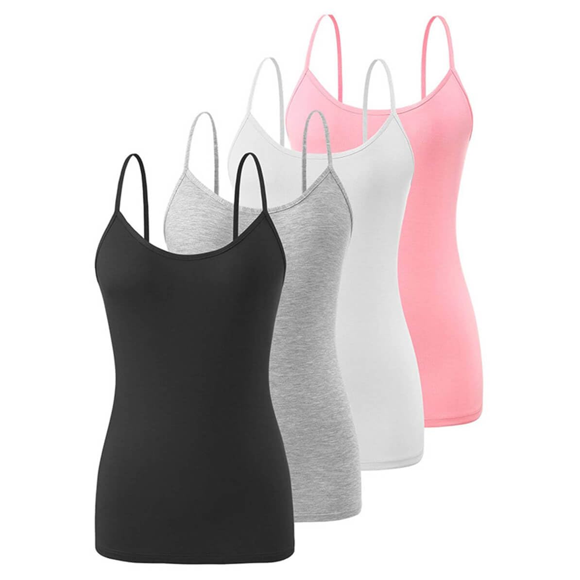 Xianyiss Women's Black Pink 4-Piece Vest Top For : Basic Camisole With Adjustable Spaghetti Straps, Suitable For And Girls
