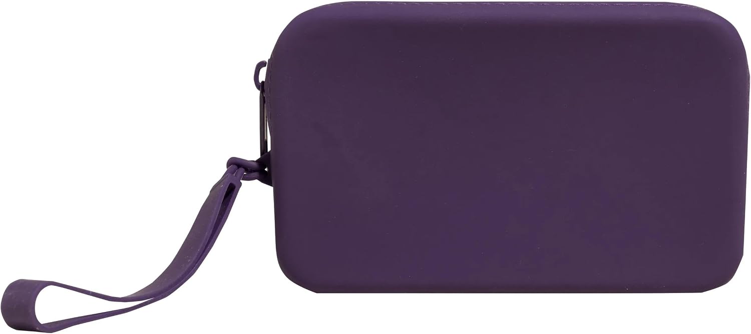 Exacompta - 39730E - Titanium Accessory Bag - Silicone Case - 4 Random Colours: Aubergine, White, Coconut or Black - Dimensions 15 x 9 x 2.5 cm