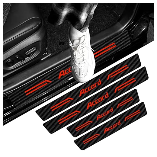 4PCS Car Door Sill Protector - Carbon Fiber Leather Door Sill Sticker, Door Entry Guard Threshold Scratch Protection Sticker, Car Door Scuff Plate Accessories Decoration, red