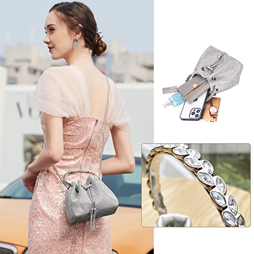 Bbtt.ful Shoulder Bags Crossbody Bag Purses Handbags Crystals Evening Bag Silver For Women Girls Wedding Prom Party Club Bling Bling Sparkling #TOP5