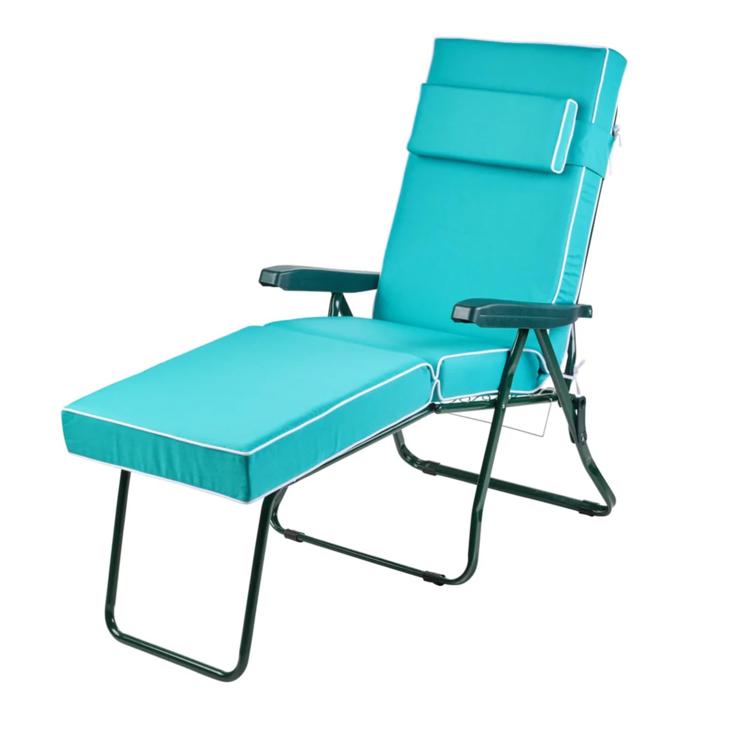 Alfresia Reclining Sun Lounger Chair with Cushion, Folding Garden Recliner Sunbed, Adjustable 5 Position Backrest, Steel Outdoor Patio Lounger for Garden, Patio & Poolside Max 107kg