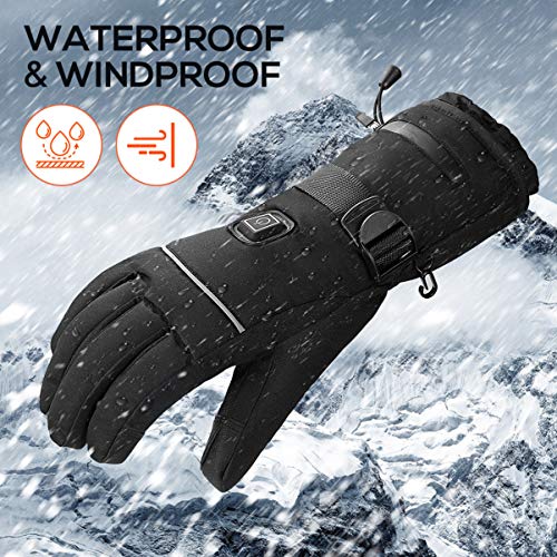 CLISPEED Winter Heated Gloves 3 Levels Temperature Control Hand Warmers Touch Screen Thermal Gloves for Skiing Cycling… - Image 4