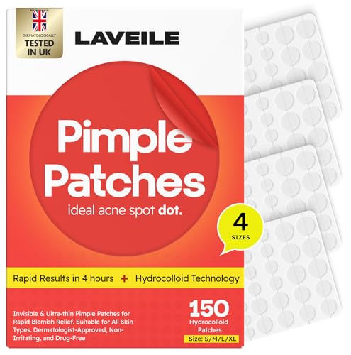 Laveile Hydrocolloid Pimple Patches 150 Count - 4 Sizes with Salicylic Acid Tea Tree & Calendula Oil - Invisible Spot Treatment for Breakouts