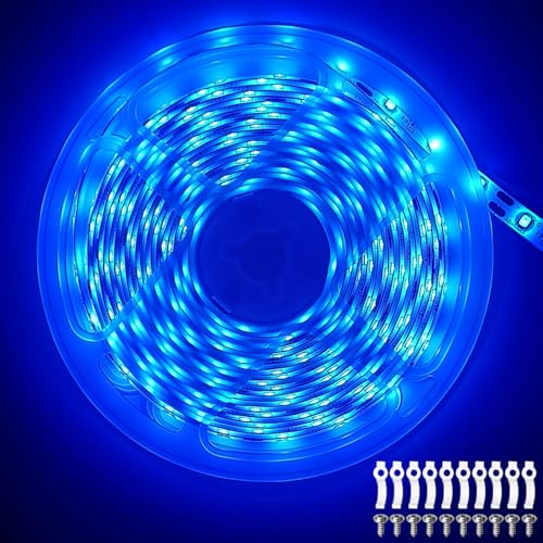 ShineBurky Ledstrip 10M, 24V Blauw LED Strip Licht SMD2835 LED Decoratie, Snijbaar Flexibel Waterdicht Ledstrip voor Slaapkamer, Bar, Decoratie Keuken Kerstmis (zonder Voedingstekker)