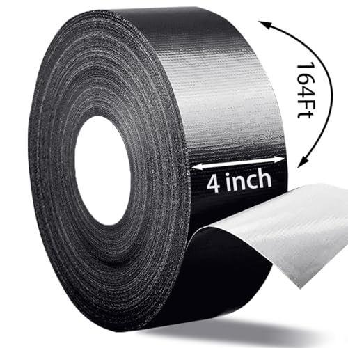 Image of Wide Duct Tape Waterproof Patch Tape Industrial Grade Seal Tape 55 Yards (164 ft), 11.1 Mil Heavy-Duty with Strong Adhesive Backing, (4inches, Black)