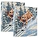 ALAZA Highland Cow Skiing Winter 3 Ring Binder Holds of 200 Sheets Fits Letter Sized Paper D-Ring Organizer for School Home Work Office Supplies 2 Pack
