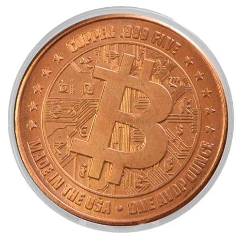 Bitcoin 1 oz Pure Copper Collectible Coin - Ideal Gift for Crypto Investors & Tech Enthusiasts in Protective Capsule