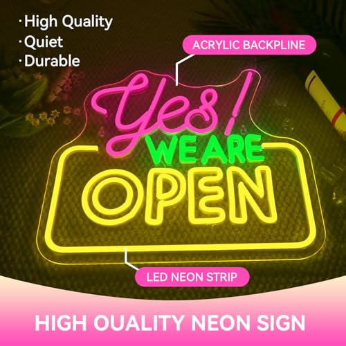 Image of Ineonlife Open Neon Sign Light Up for Wall Decor Yes We Are Open Led Sign for business Acrylic Decoration for bar coffee shop restaurant cafe club party man cave Decorations 13.58x11.81 inch USB POWER