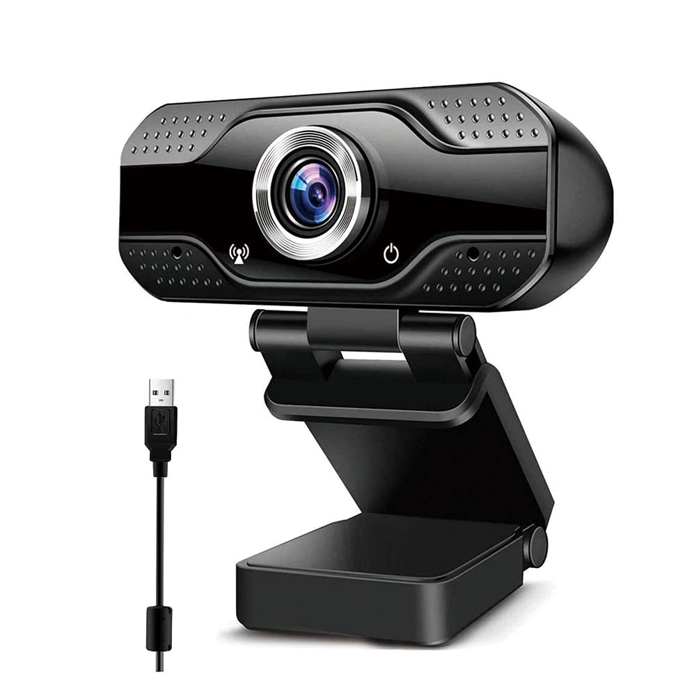 AccLoo 1080P HD Webcam for PC, Computer Web Cameras Support 360 Degree Rotation Desktop/Laptop USB Webcam Plug and Play Suitable with Adjustable Base, Noise-Reducing Mic for Calling, Conferencing