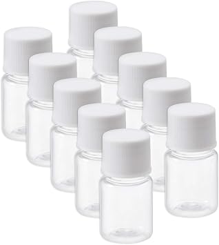 uxcell Plastic Chemistry Test Bottle, 5ml Storage Container, Clear Seal Liquid Bottle, Pack of 10