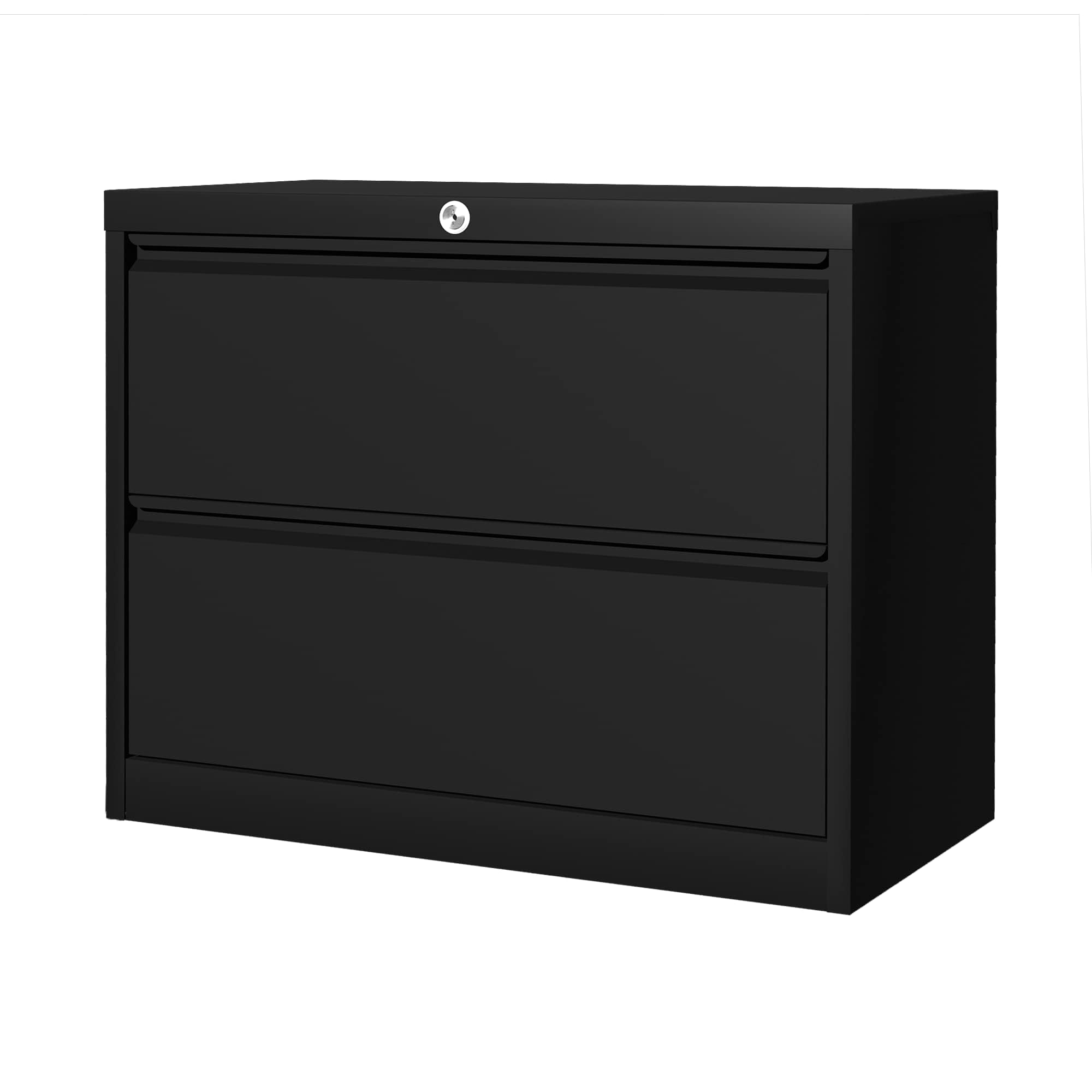 Stabiles Metall-Aktenregal mit 2 Schubladen und Schloss – Seitliche Hängeregistratur für DIN A4/Letter/Legal – Abschließbarer Aktenschrank mit verstellbaren Füßen – Platzsparendes Design für Büro &