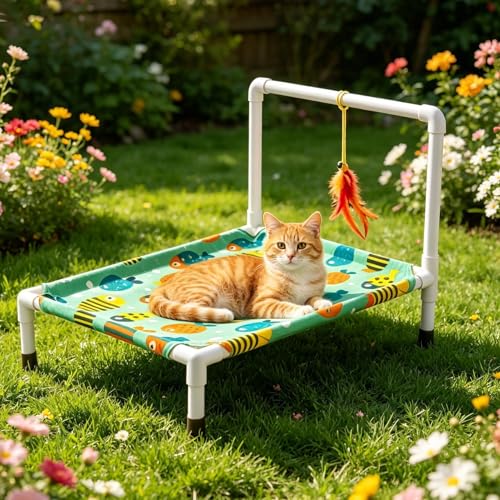 Cama perro elevada transpirable portátil hamaca de mascotas verano 4
