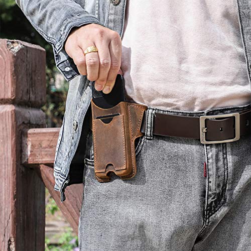 EASYANT Men Leather Phone Holster Universal Case Waist Bag Purse with Belt Hole - Thumbnail 7