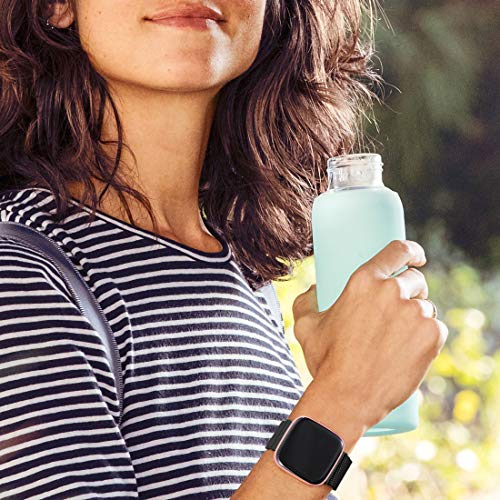 Faliogo Bracelet de Remplacement Compatible avec Fitbit Versa/Versa 2/Lite - Bande Réglable en Métal Acier Inoxydable, Petit, Noir – vue 3