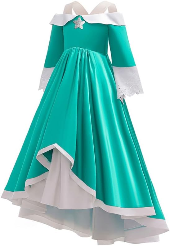Binbo Princess Costume Dress Kids Grils Halloween Cosplay With Crown Magic Wand 3-12Y