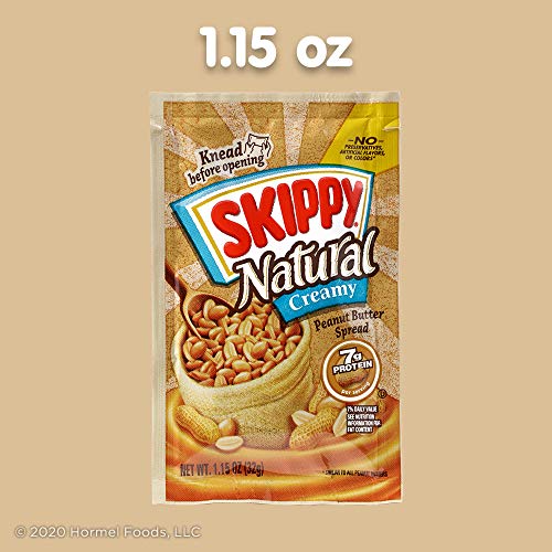 Image of SKIPPY Natural Creamy Peanut Butter Spread Individual Squeeze Packs, 1.15 Ounce (8 Pouches)