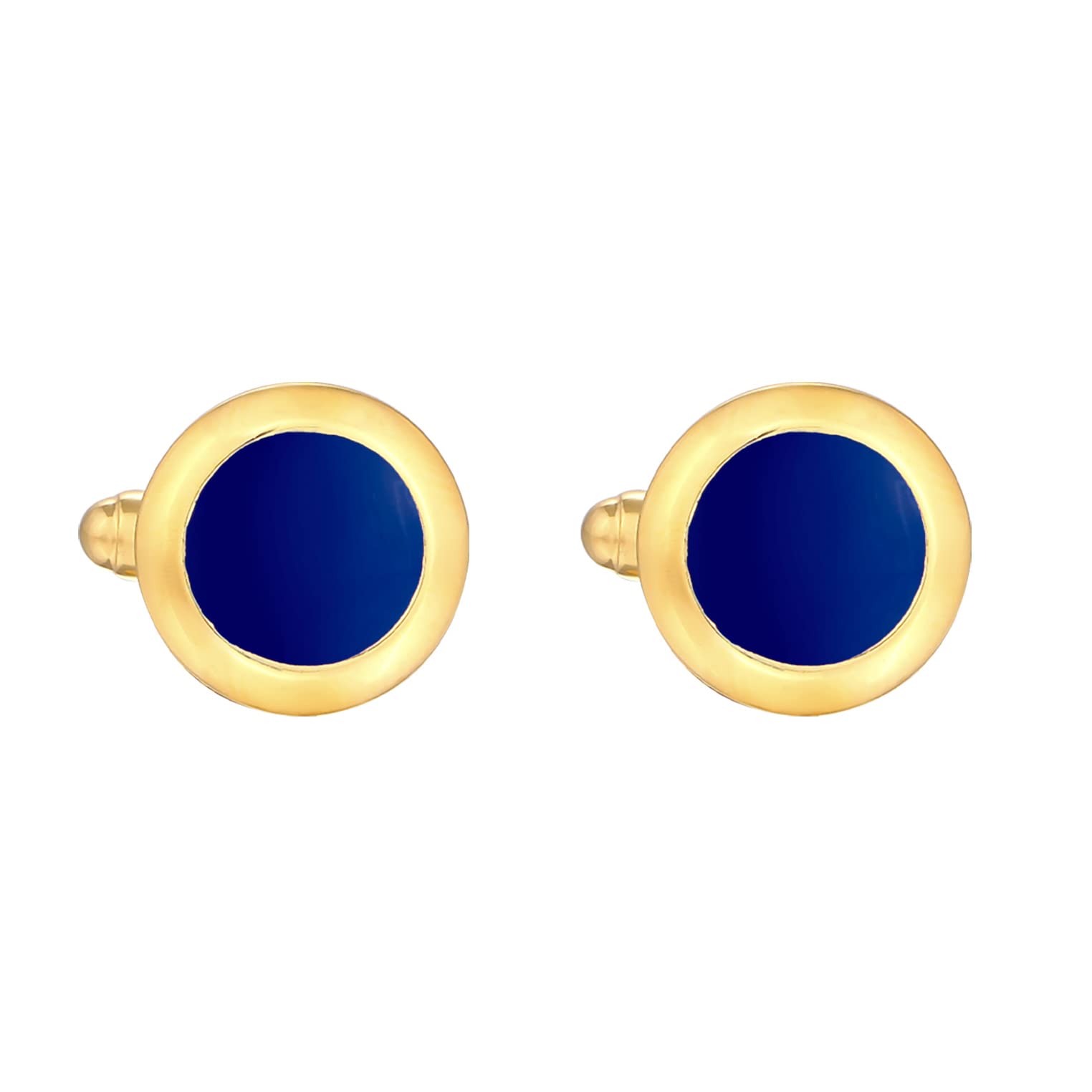 Kuzzoi Cufflinks - Gemelli da uomo, rotondi, in argento sterling 925 placcato oro, gioielli moderni per la camicia, elegante regalo per matrimonio e compleanno, 14,7 mm, Argento sterling, Smalto