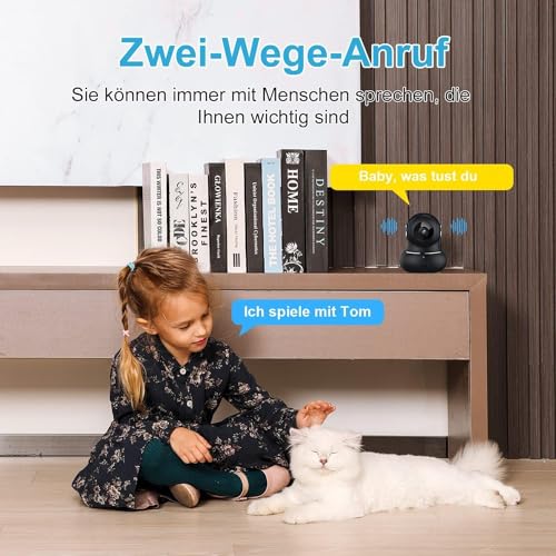 litokam Little elf Überwachungskamera 2 Stück, 2K Babyphone mit Kamera mit Bewegungserkennung, Nachtsicht, 2-Wege-Audio, WLAN Kamera Überwachung Innen für Hunde, Haustierkamera mit App, Alexa