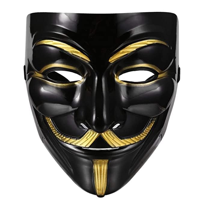 ARYANSH SHOPPE Black Anonymous Mask for Kids & Adults - V for Vendetta Guy Mask for Halloween Costume, Cosplay Party, Hacker - Halloween Masks
