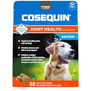 Cosequin Senior Joint Health Supplement for Senior Dogs – With Glucosamine, Chondroitin, Omega-3 for Skin and Coat Health and Beta Glucans for Immune Support, 60 Soft Chews