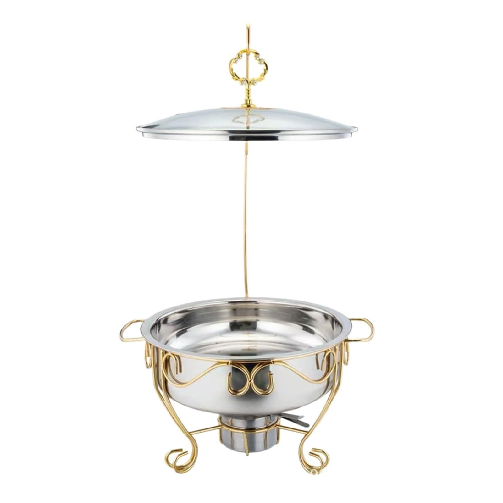 Scaldavivande Rotondi in Acciaio Inox for Buffet | Fornello da pranzo con coperchio sospeso Chafer con clip, coperchio e adatto for alimenti for feste(8L)
