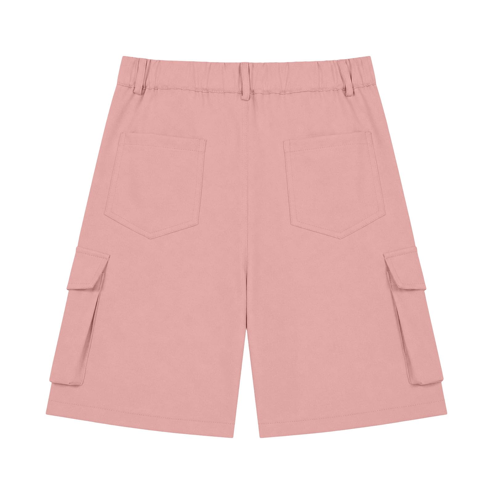 Generisch Kurze Hose Mädchen Sommer Bermuda Cargo Shorts Hohe Taille Cargoshorts mit Elastischem Bund und Taschen Wandershorts Einfarbige Knöpfen Stoffshorts Stretch Casual Cargohose Outdoor Golfhose
