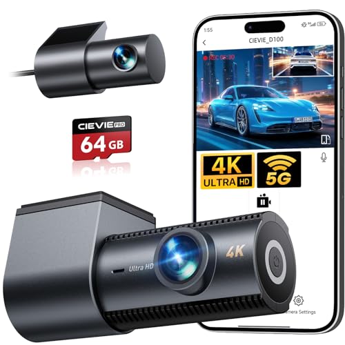 Dashcam Auto Vorne Hinten 4K+1080P 5.8GHz WLAN Dashcam mit 170 Weitwinkel Dashcam mit 64GB SD Karte G-Sensor & 24h Parküberwachung Mini Dashcam Auto mit Nachtsicht und 1 5 Display