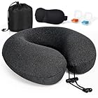 Kulamo Cuscino da Viaggio, Cuscino Collo Memory Foam, Cuscino Cervicale Viaggio Portatile, Perfetto per Aereo Auto Ufficio, Inclusa Maschera per Dormir, Borsa per Trasporto (Nero)