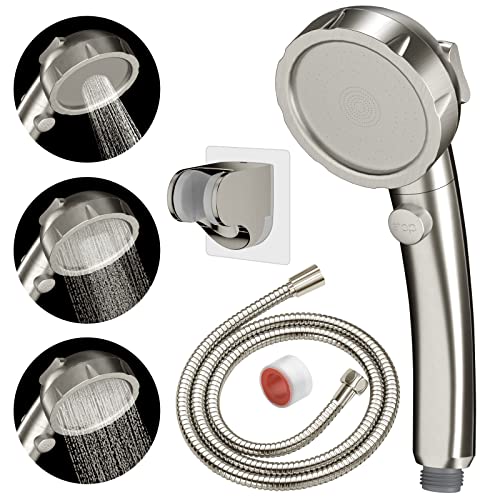 EAARSUO High Pressure Handheld Shower Head, RV Handheld Shower Head with Hose and On Off Switch, Detachable Shower Head with Adjustable Holder (Brushed Nickel)