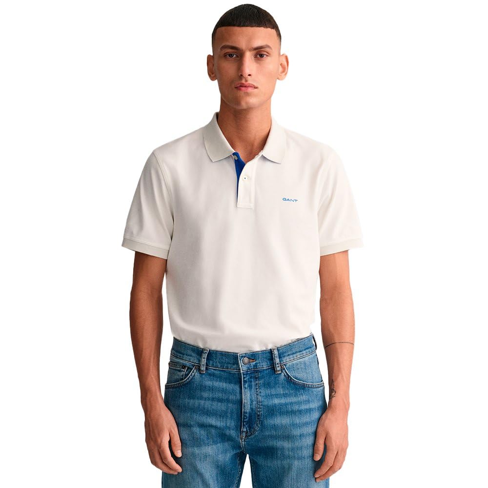 Gant Men's Eggshell Reg Contrast Pique Ss Rugger, 3XL