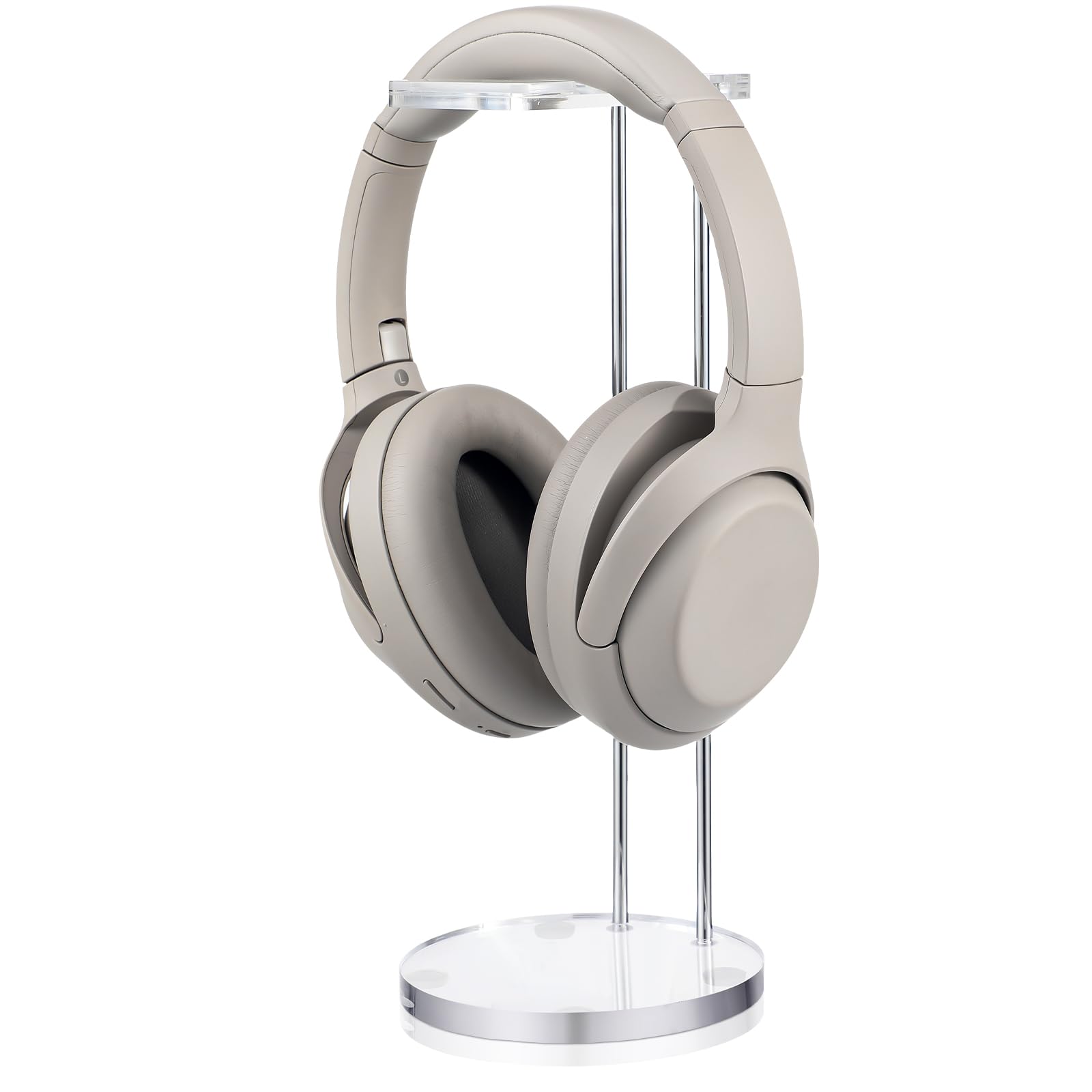 Xuhal Acrylic Headphone Stand Headset Holder for Desk, Clear Gaming Headset Stand Universal Headphone Holder for Desktop Display, with Metal Hardware(