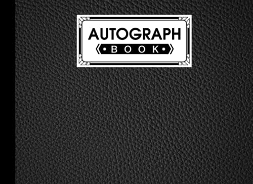 Autograph Book: Black Leather Print Cover | Autograph Book for Adults & Kids, 150 Blank Pages, Starlight Design, Keepsake, Size 8.25" x 6" By Aloisia Heinze
