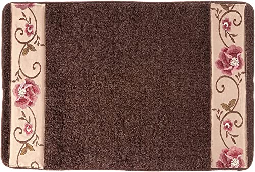 Zahari Home Larrisa Floral Bathroom Rug Luxury Bath Rug Washable